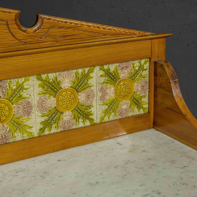 Late Victorian Pine Washstand with Marble Top For Sale - Image 3 of 9