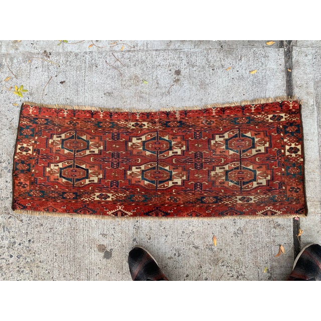 1840s, Handmade Antique Collecitble Turkmen Tekke Torba 1.4' X 3.7' For Sale - Image 4 of 11