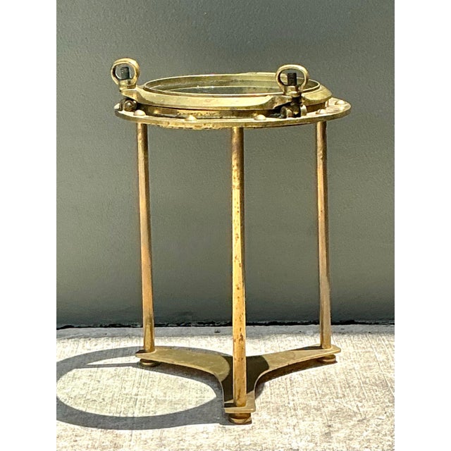 Vintage Brass and Glass Porthole Accent Table For Sale - Image 11 of 12