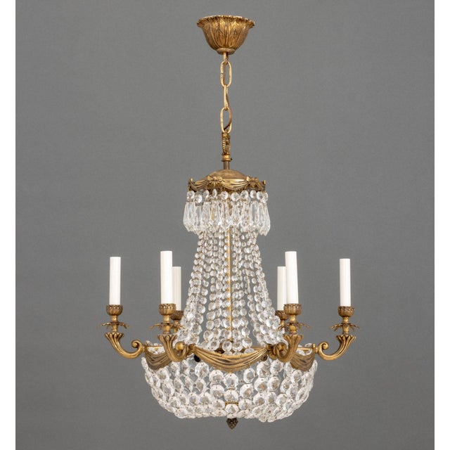 Bronze Late 20th Century French Empire Style Bronze Basket Chandelier For Sale - Image 8 of 11