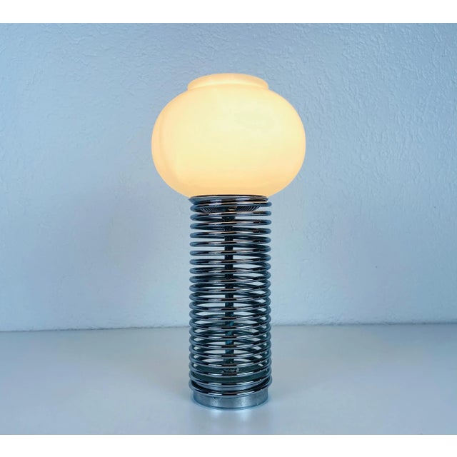 Chrome and Opal Glass Table Lamp, Italy, 1960s For Sale - Image 9 of 11