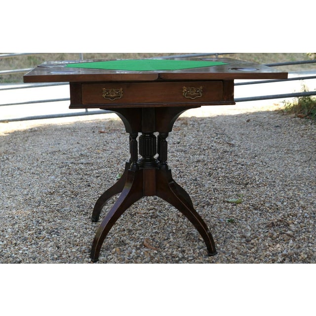 Antique Victorian Envelope Card Table with Gaming Wells, 1880 For Sale - Image 10 of 12