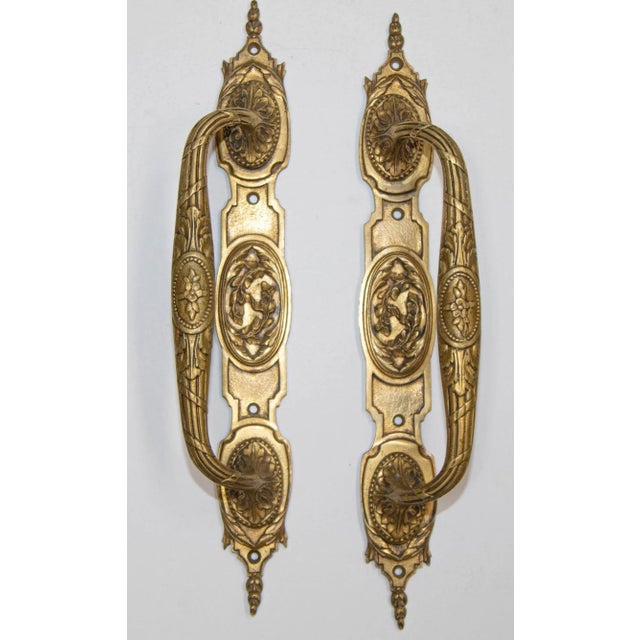 Antique Large Louis XVI Bronze Door Handles, 1900s, Set of 2. Fabulous pair of large antique Louis XVI-style bronze door...