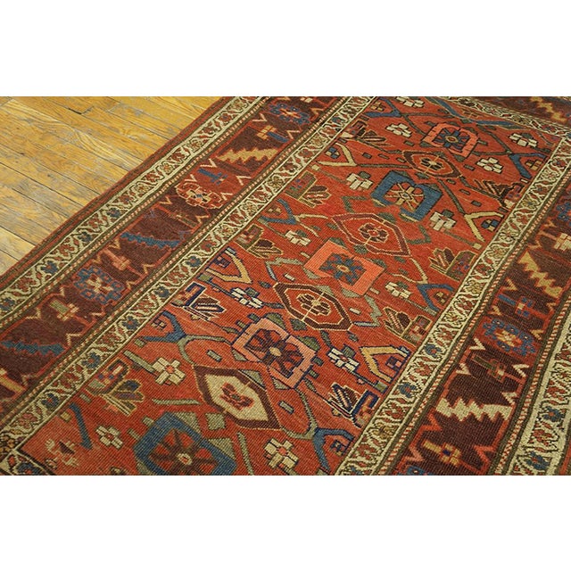 Antique Persian Bijar rug. Size: 4'3" x 6'10". Antique Bijar Small Scatter Size Wool Coral Rug, Circa Date: 1890s. This...