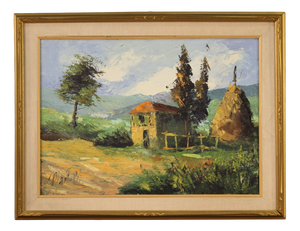 Italian Artist, Countryside Landscape, 1970, Oil on Canvas