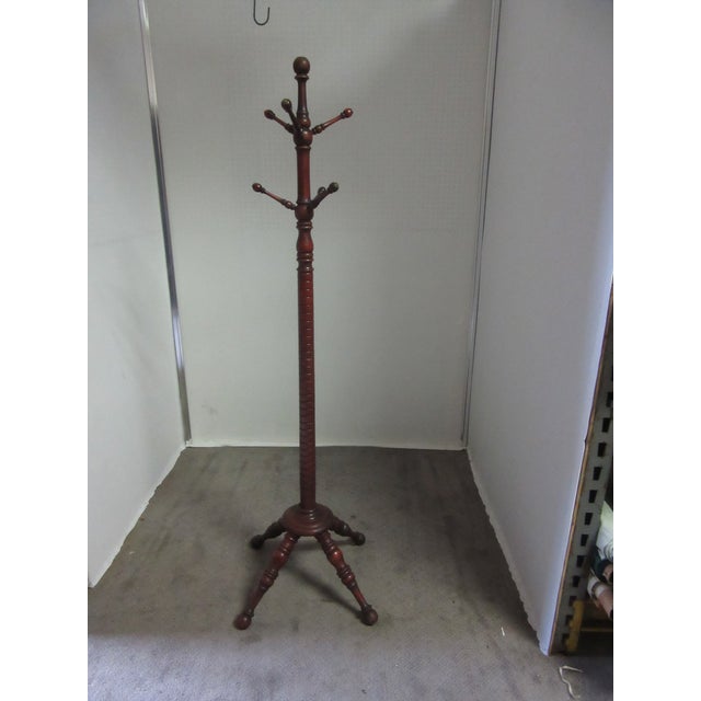 19th Century Victorian American Coat Rack With Turned Dowels Chairish