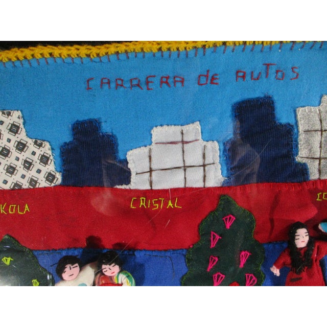 1990s Vintage Appliqué Folk Art Peru Arpillera Textile Art For Sale In New York - Image 6 of 12