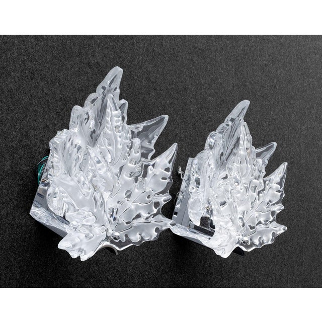 Pair of Lalique Crystal and Chrome "Champs Elysees" Wall Sconces For Sale - Image 9 of 13