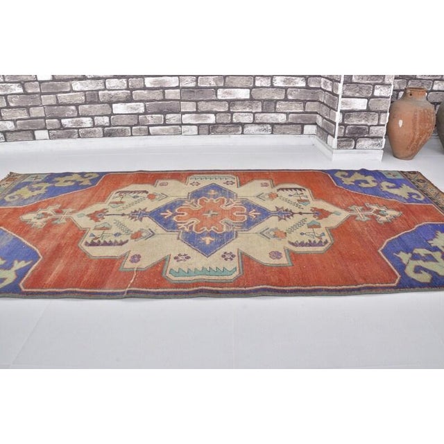 Red Red & Blue Vintage Floor Rug For Sale - Image 8 of 10