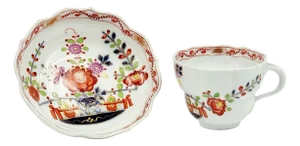 19th Century Porcelain Imari/Tischchenmuster Pattern Cup & Saucer from Meissen
