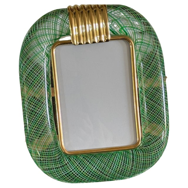 Green and Yellow Filigree Murano Glass Photo Frame, 2000s For Sale - Image 12 of 12