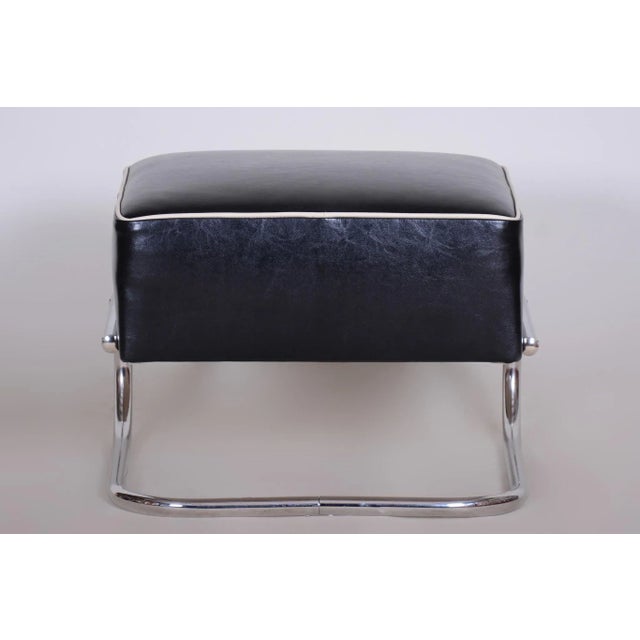 Black Leather Footstool from Slezák, Czechia, 1930s For Sale - Image 11 of 14