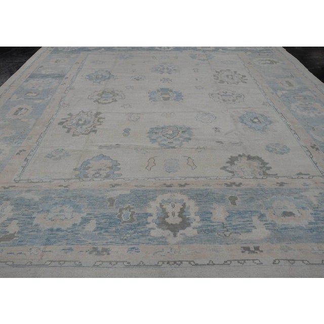 Turkish Turkish Oushak Rug 12'10" x 13'7" For Sale - Image 3 of 6