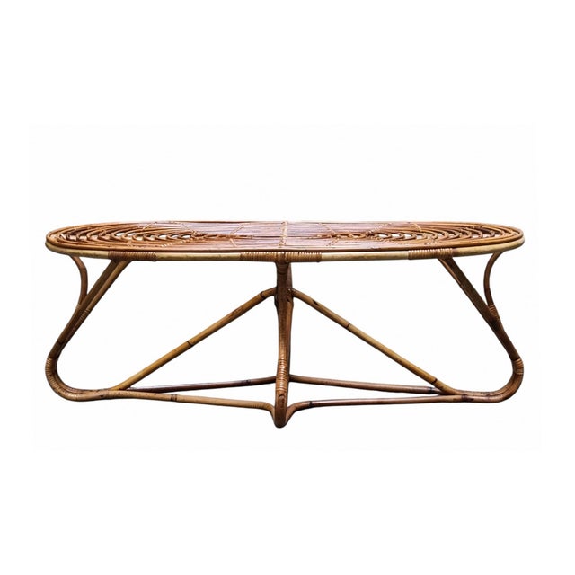 Wowen Rattan Coffee Table attributed to Tito Agnoli, Italy, 1960s For Sale - Image 8 of 8