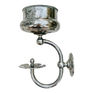 Antique "The Brasscrafters" Nickel Plated Wall-Mounted Bathroom Cup and Toothbrush Holder / Cuspidor - Circa 1900