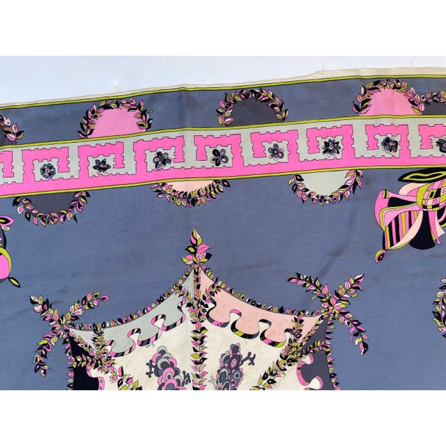 Vintage Pucci Silk Scarf in Pink and Blue Circa 1970 For Sale - Image 11 of 12