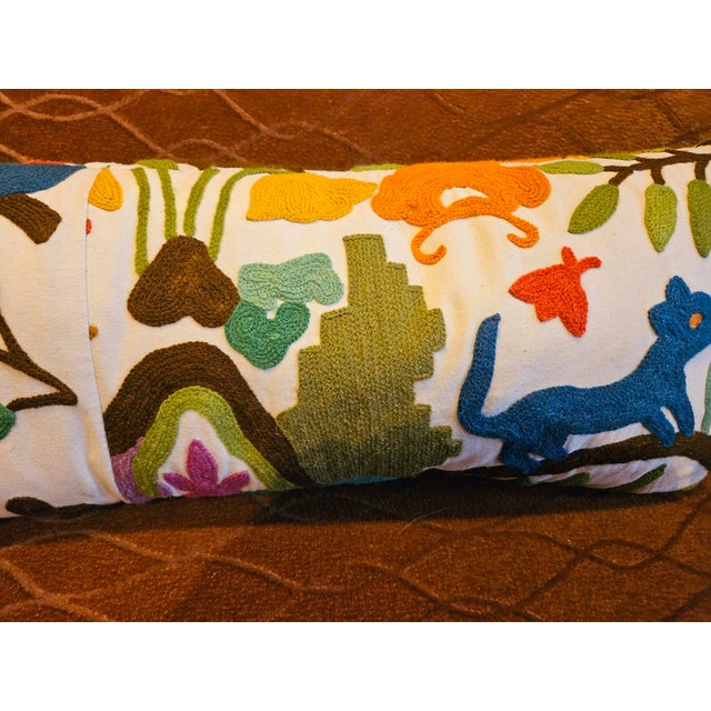Contemporary Very Long Bolster Pillow, Animal Kingdom Clarence House Fabric For Sale - Image 3 of 6