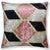 Mid-Century Modern Blush Geometric Silk Velvet Throw Pillow 16x16 | Handmade Pink & Black Designer Accent Pillow For Sale - Image 3 of 8