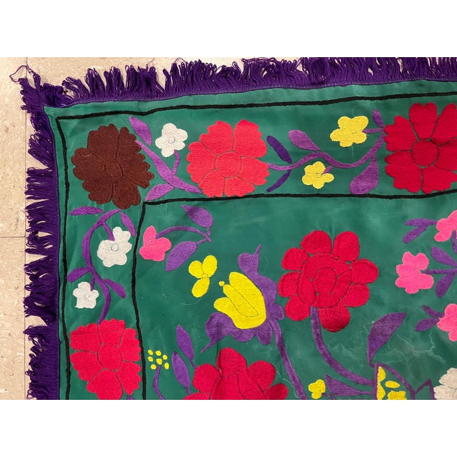 Late 20th Century Late 20th Century Suzani Style Textile, Red, Yellow, Floral, Colorful For Sale - Image 5 of 15