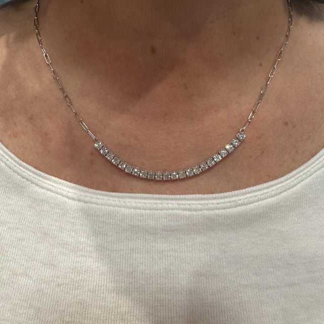 Diamond Tennis Link Necklace in 14kt White Gold – 3ctw, 19in, New For Sale - Image 4 of 5