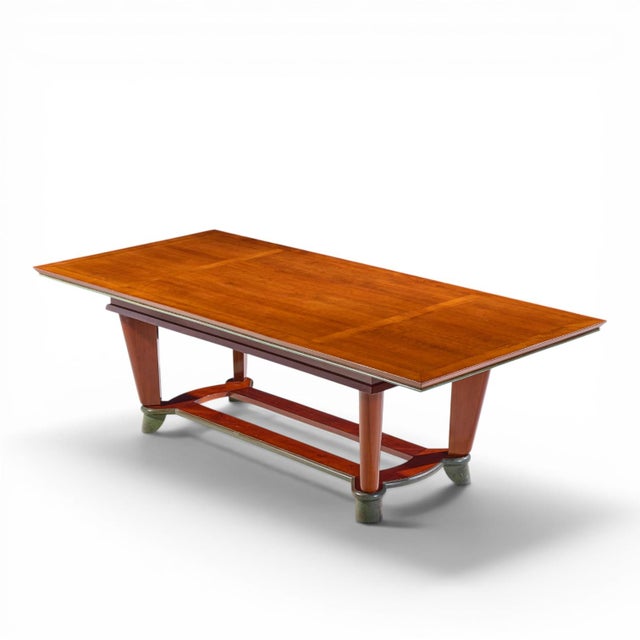Maxime Old Art Deco French Cherrywood and Copper Dining Table For Sale In Chicago - Image 6 of 6