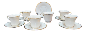 Lenox Ecru China Gold Rim Eternal Footed Cup & Saucers - Set of 6