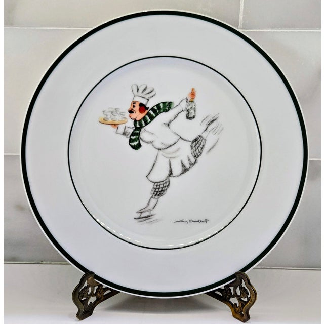 Vintage Guy Buffet Skating Chefs German Porcelain Dessert Plates, Set of 6 For Sale - Image 14 of 15