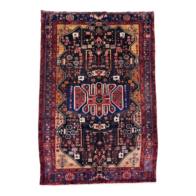 Antique Persian Nahavand Hand-Knotted Rug 5'6" X 9'11" For Sale