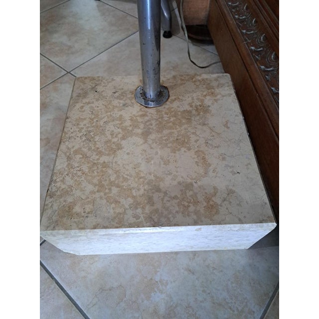 Arc Floor Lamp with Carrara Marble Base For Sale - Image 3 of 7