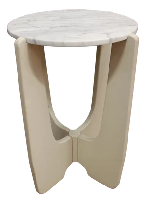Pedestal Table in White Lacquered Wood and Marble, 1970s