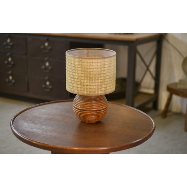 Brown Turned Walnut Burl Lamp, 1940s For Sale - Image 8 of 8