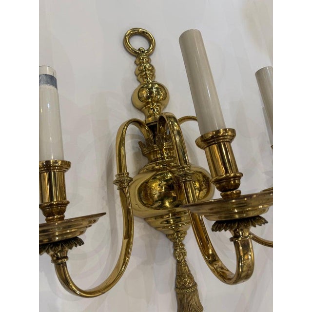 1900 Gilt Bronze Federal Style Large Sconces 3 Lights For Sale - Image 11 of 13