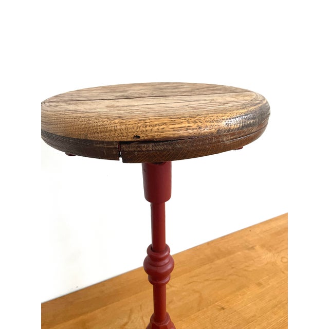 Wood Early 20th Century Cast Iron Swivel Stool For Sale - Image 7 of 12