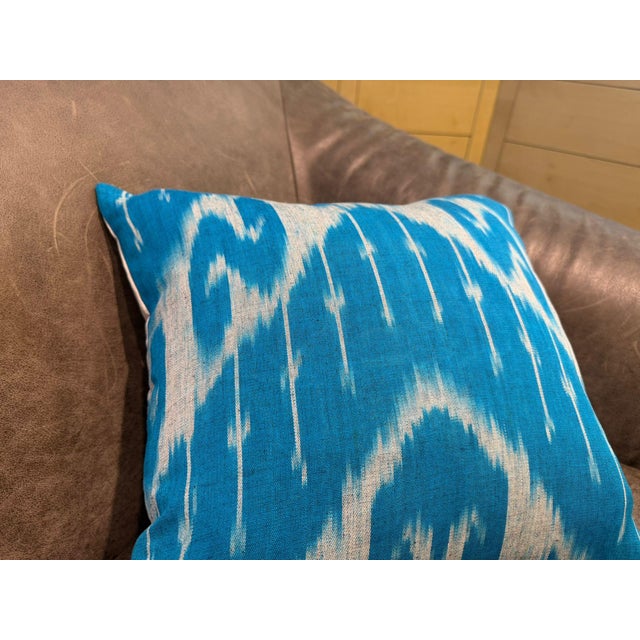 1990s Handmade Silk Ikat Square Pillow Cover For Sale - Image 10 of 11