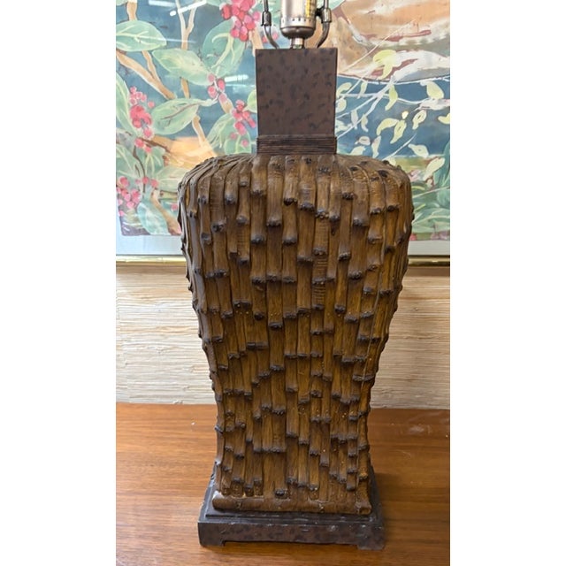 Late 20th Century Mid Century Asian Faux Bamboo Table Lamps For Sale - Image 5 of 12