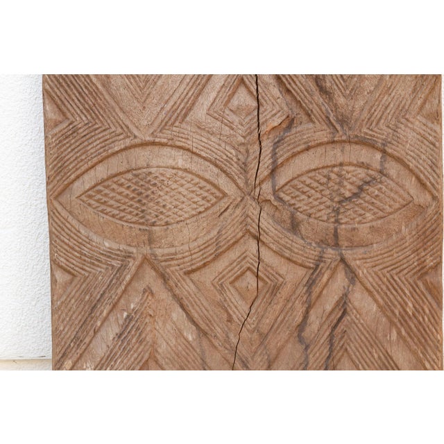 Antique Bleached Wood Solar Eye Carved Igbo Door For Sale - Image 4 of 7