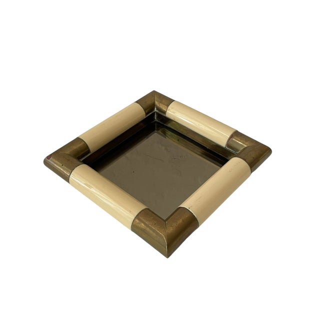 Tommaso Barbi Squared Brass & Mirror Vide Poche, Italy, 1970s- a Pair For Sale In San Francisco - Image 6 of 10