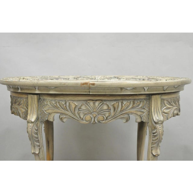 Vintage French Renaissance Walnut Gray Distress Painted Cherub Coffee Table For Sale - Image 17 of 18