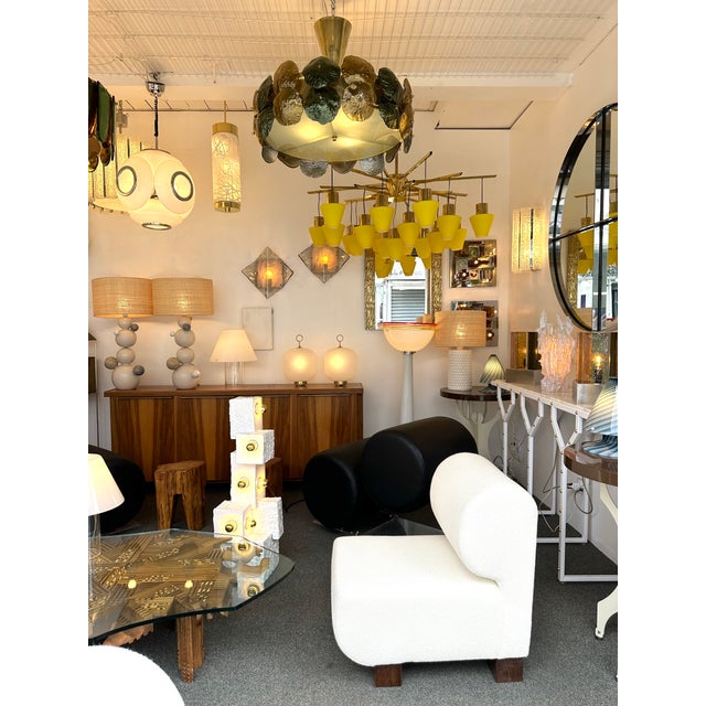 Metal Contemporary Water Lily Chandelier Brass and Murano Glass , Italy For Sale - Image 7 of 12