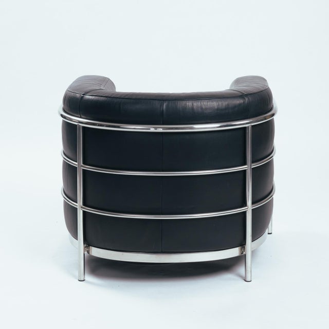 Zanotta Curved Onda Black Leather Chair by de Pas, D'Urbino & Lomazzi for Zanotta, 1980s For Sale - Image 4 of 17