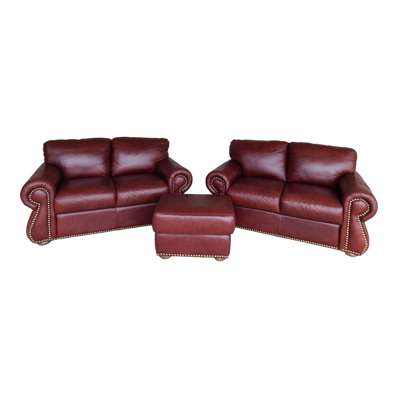 Divani Chateau d'Ax Leather 3pc Sofa Set Chairish