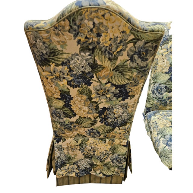 1990s 2 Ethan Allen Custom Dining Side Chairs Cottage Upholstered Botanical Farmhouse For Sale - Image 15 of 17