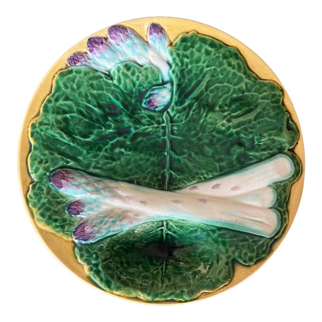Creil Et Montereau French Majolica Asparagus Plate, 19th Century For Sale
