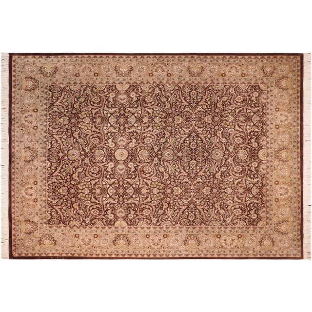 Brown Elegant Pak-Persian Brown/Green Wool Rug - 8'0'' X 10'2'' For Sale - Image 8 of 9