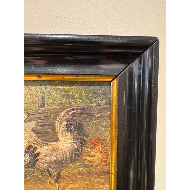 Black 20th Century Oil on Board "Cockerals" For Sale - Image 8 of 10