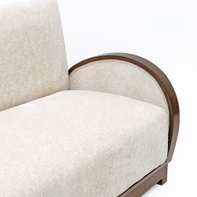 Art Deco Bouclè and Walnut 2 Seater Sofa, Italy, 1930s For Sale - Image 4 of 11