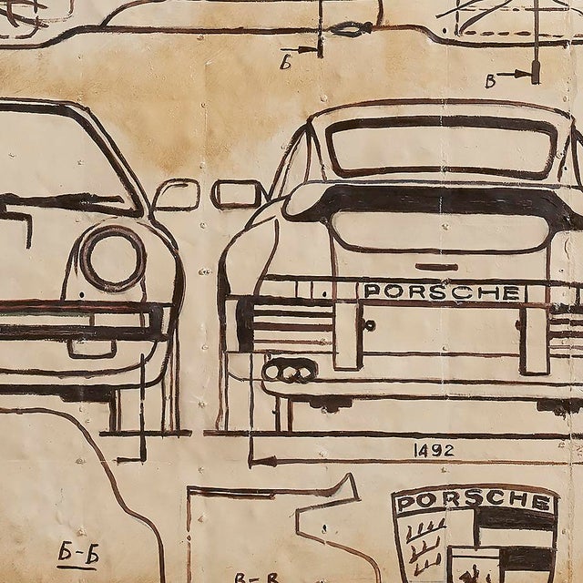 Plan Porsche I Collective Bap Vietnam Art Sepia Charcoal Linework 911 Turbo For Sale In Greensboro - Image 6 of 9