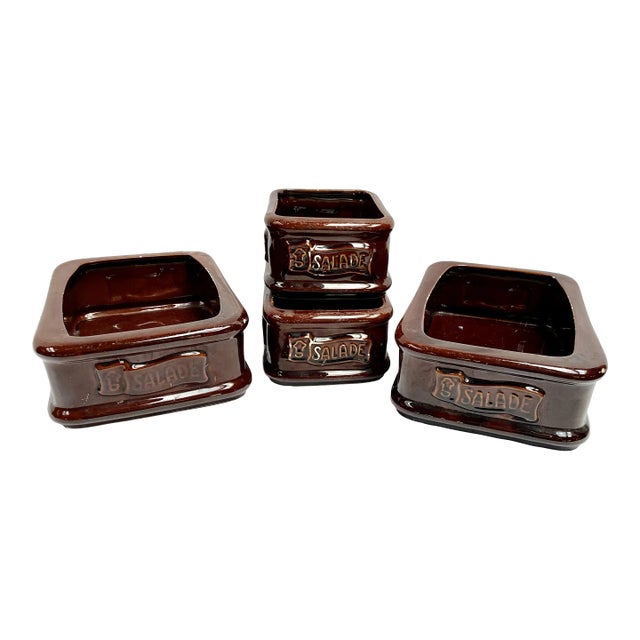 French Ceramic Salad Serving Set of 4 For Sale