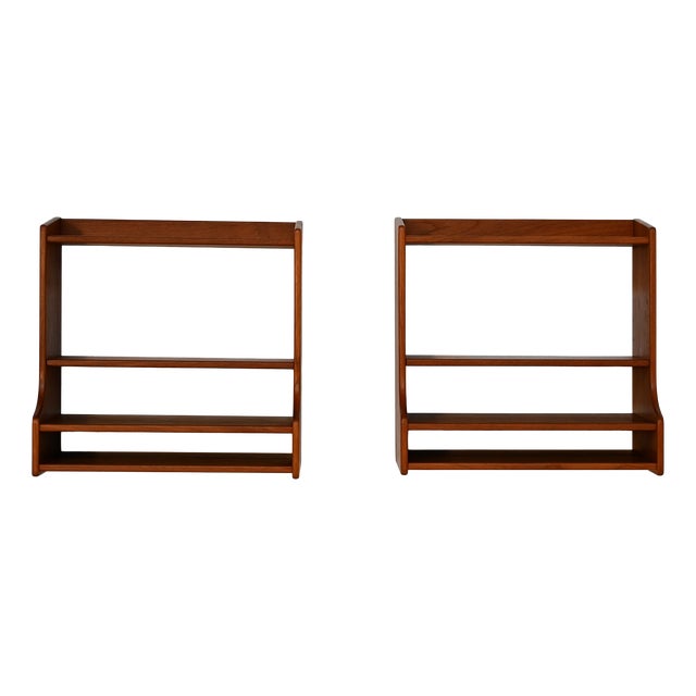 Scandinavian Teak Suspended Bedside Tables, 1960s, Set of 2 For Sale