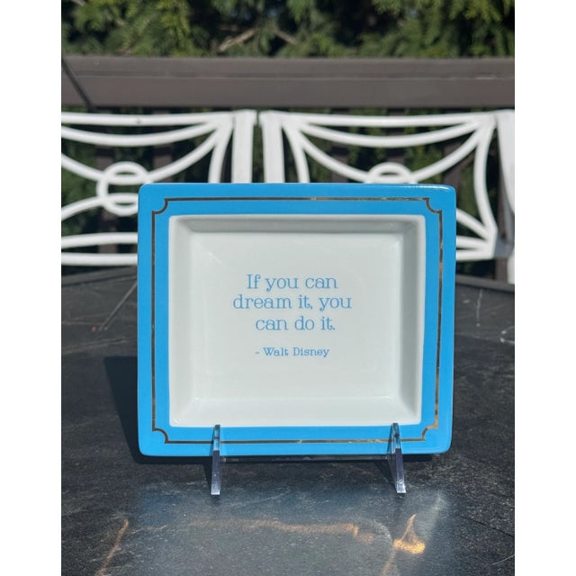 Presenting a robin's egg blue trinket tray from the master of imagination himself, Walt Disney. A rectangular shaped white...